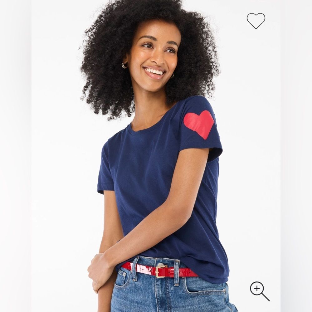 J. Crew Factory St. Jude heart tee • size xs • NWT • CF429 • navy & red